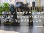 安徽招聘：2024合肥肥西县产城投资控股（集团）有限公司及下属子公司第一批工作人员招聘19人公告