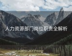 人力资源部门岗位职责全解析