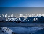 山东省三部门印发山东省创业担保贷款实施办法（试行）通知
