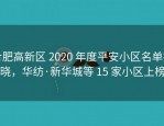 合肥高新区 2020 年度平安小区名单揭晓，华纺·新华城等 15 家小区上榜