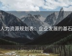 人力资源规划表：企业发展的基石