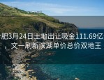 合肥3月24日土地出让吸金111.69亿元，文一刷新滨湖单价总价双地王