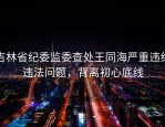 吉林省纪委监委查处王同海严重违纪违法问题，背离初心底线