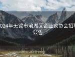 2024年无锡市滨湖区企业家协会招聘公告