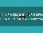 企业人力资源管理师与人力资源管理师的区别：证书性质与发证单位详解