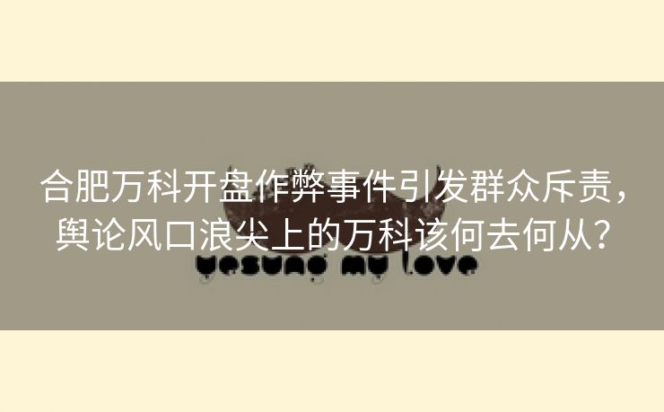 合肥万科开盘作弊事件引发群众斥责,舆论风口浪尖上的万科该何去何从? 合肥万科开盘作弊事件引发群众斥责,舆论风口浪尖上的万科该何去何从?