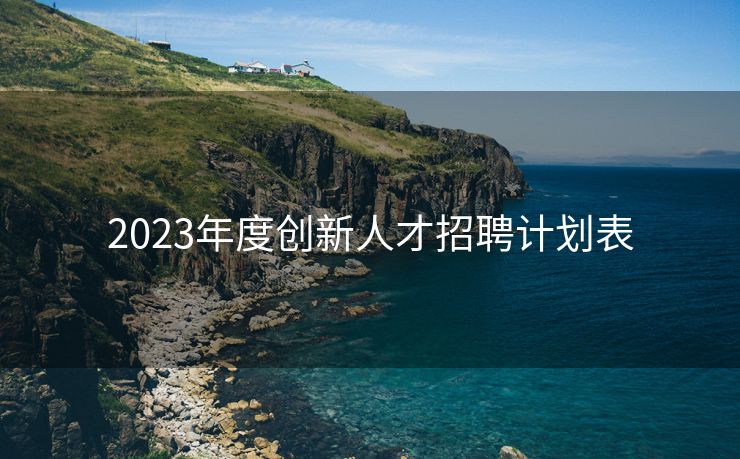 2023年度创新人才招聘计划表 2023年度创新人才招聘计划表