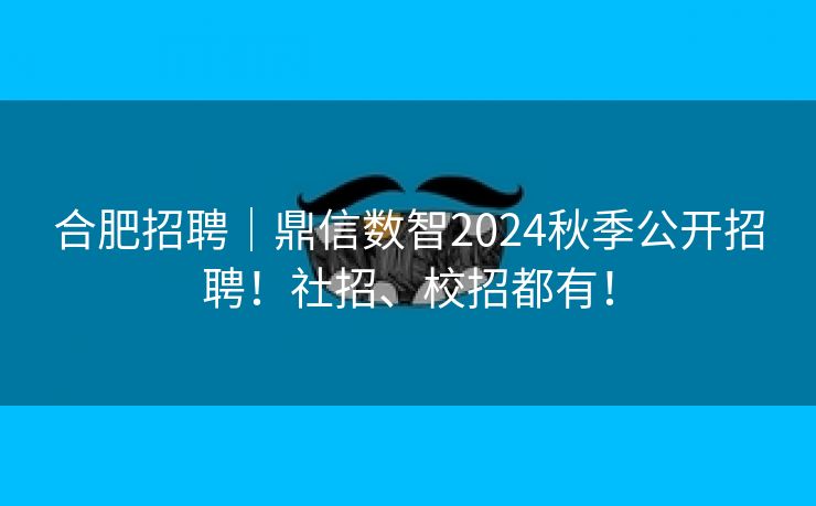 合肥招聘|鼎信数智2024秋季公开招聘!社招、校招都有! 合肥招聘|鼎信数智2024秋季公开招聘!社招、校招都有!