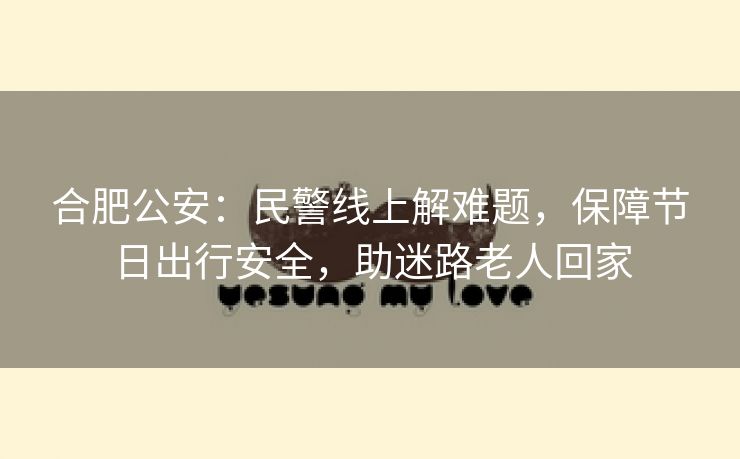 合肥公安:民警线上解难题,保障节日出行安全,助迷路老人回家 合肥公安:民警线上解难题,保障节日出行安全,助迷路老人回家