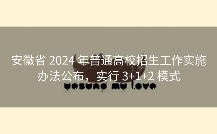 安徽省 2024 年普通高校招生工作实施办法公布,实行 3+1+2 模式 安徽省 2024 年普通高校招生工作实施办法公布,实行 3+1+2 模式