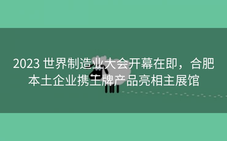 2023 世界制造业大会开幕在即,合肥本土企业携王牌产品亮相主展馆 2023 世界制造业大会开幕在即,合肥本土企业携王牌产品亮相主展馆