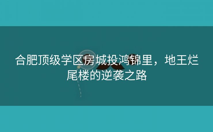 合肥顶级学区房城投鸿锦里,地王烂尾楼的逆袭之路 合肥顶级学区房城投鸿锦里,地王烂尾楼的逆袭之路