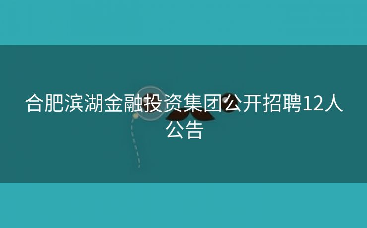 合肥滨湖金融投资集团公开招聘12人公告 合肥滨湖金融投资集团公开招聘12人公告