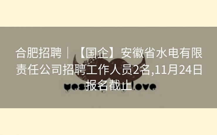 合肥招聘|【国企】安徽省水电有限责任公司招聘工作人员2名,11月24日报名截止 合肥招聘|【国企】安徽省水电有限责任公司招聘工作人员2名,11月24日报名截止