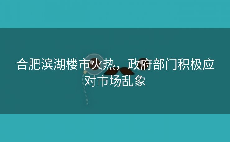 合肥滨湖楼市火热,政府部门积极应对市场乱象 合肥滨湖楼市火热,政府部门积极应对市场乱象