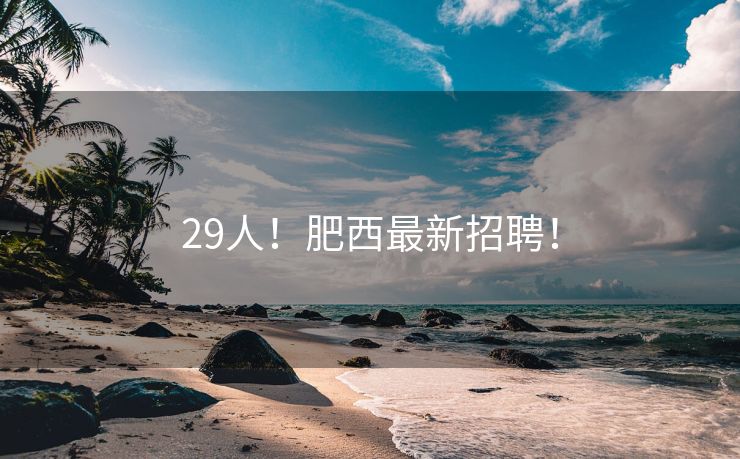 29人!肥西最新招聘! 29人!肥西最新招聘!