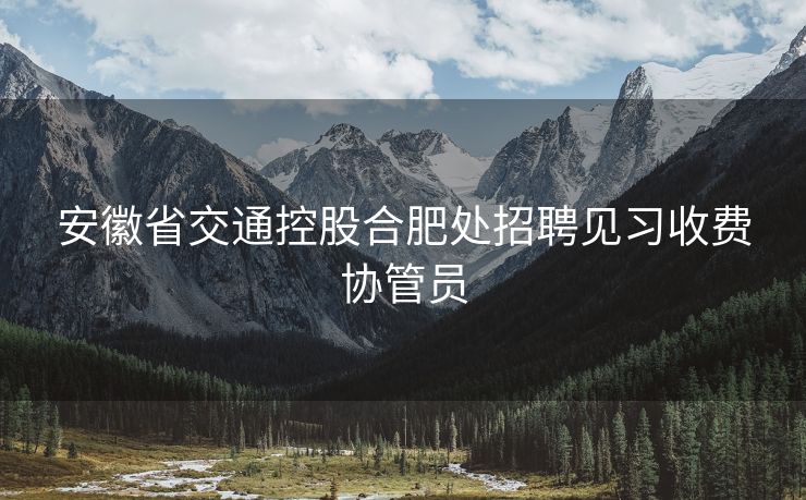 安徽省交通控股合肥处招聘见习收费协管员 安徽省交通控股合肥处招聘见习收费协管员