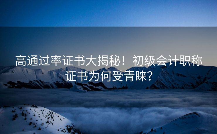 高通过率证书大揭秘!初级会计职称证书为何受青睐? 高通过率证书大揭秘!初级会计职称证书为何受青睐?