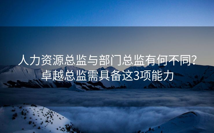 人力资源总监与部门总监有何不同?卓越总监需具备这3项能力 人力资源总监与部门总监有何不同?卓越总监需具备这3项能力