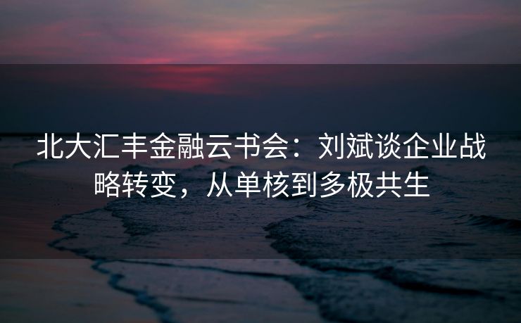北大汇丰金融云书会:刘斌谈企业战略转变,从单核到多极共生 北大汇丰金融云书会:刘斌谈企业战略转变,从单核到多极共生