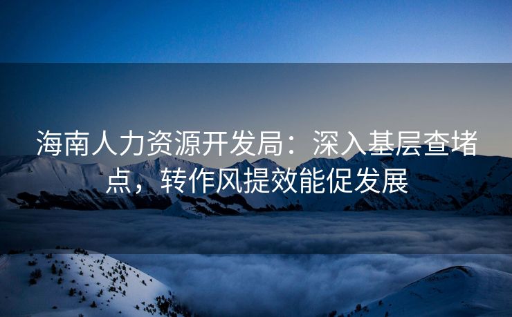 海南人力资源开发局:深入基层查堵点,转作风提效能促发展 海南人力资源开发局:深入基层查堵点,转作风提效能促发展