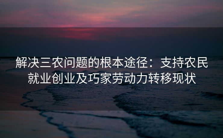 解决三农问题的根本途径:支持农民就业创业及巧家劳动力转移现状 解决三农问题的根本途径:支持农民就业创业及巧家劳动力转移现状