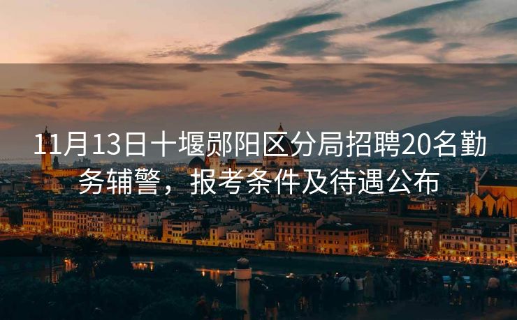 11月13日十堰郧阳区分局招聘20名勤务辅警,报考条件及待遇公布 11月13日十堰郧阳区分局招聘20名勤务辅警,报考条件及待遇公布
