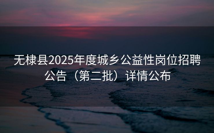 无棣县2025年度城乡公益性岗位招聘公告(第二批)详情公布 无棣县2025年度城乡公益性岗位招聘公告(第二批)详情公布