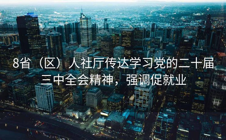 8省(区)人社厅传达学习党的二十届三中全会精神,强调促就业 8省(区)人社厅传达学习党的二十届三中全会精神,强调促就业