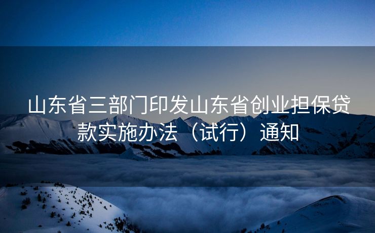 山东省三部门印发山东省创业担保贷款实施办法(试行)通知 山东省三部门印发山东省创业担保贷款实施办法(试行)通知