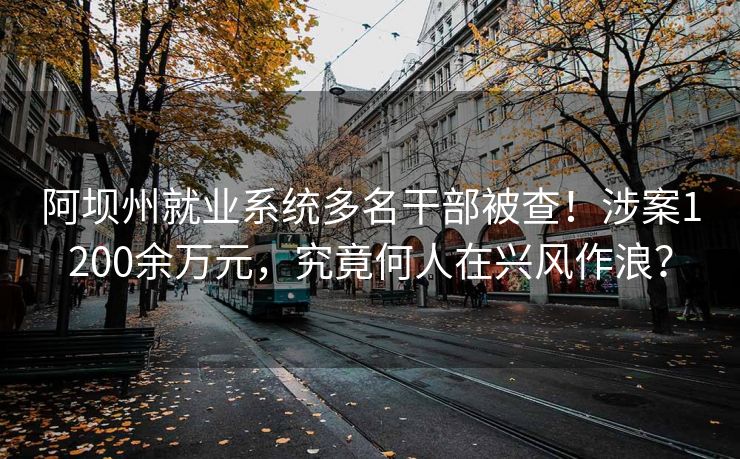 阿坝州就业系统多名干部被查!涉案1200余万元,究竟何人在兴风作浪? 阿坝州就业系统多名干部被查!涉案1200余万元,究竟何人在兴风作浪?